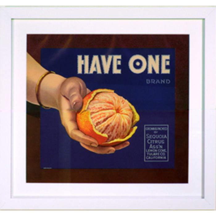 Have one brand oranges advertising poster framed