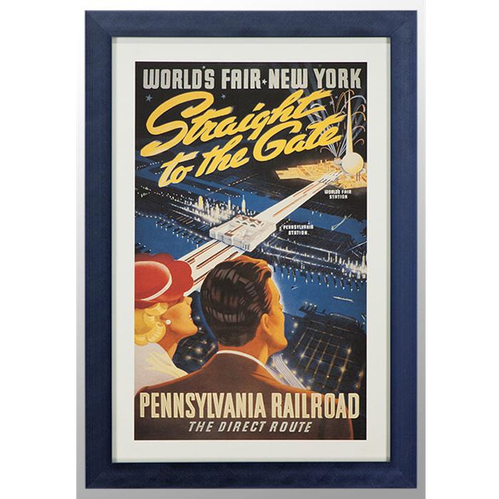framed New York Worlds Fair advertising poster 