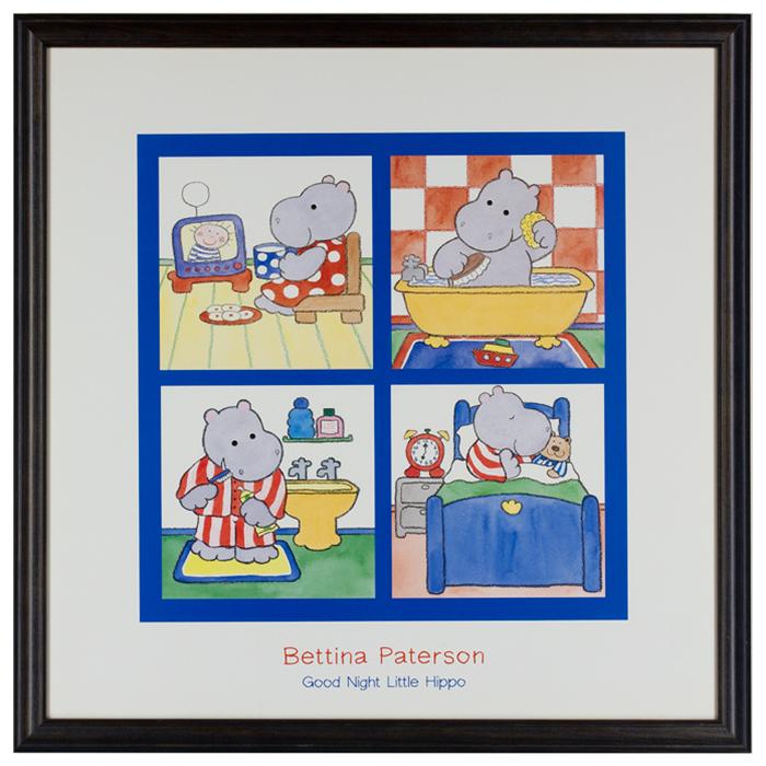 framed artwork "Good Night Little Hippo" by Bettina Paterson