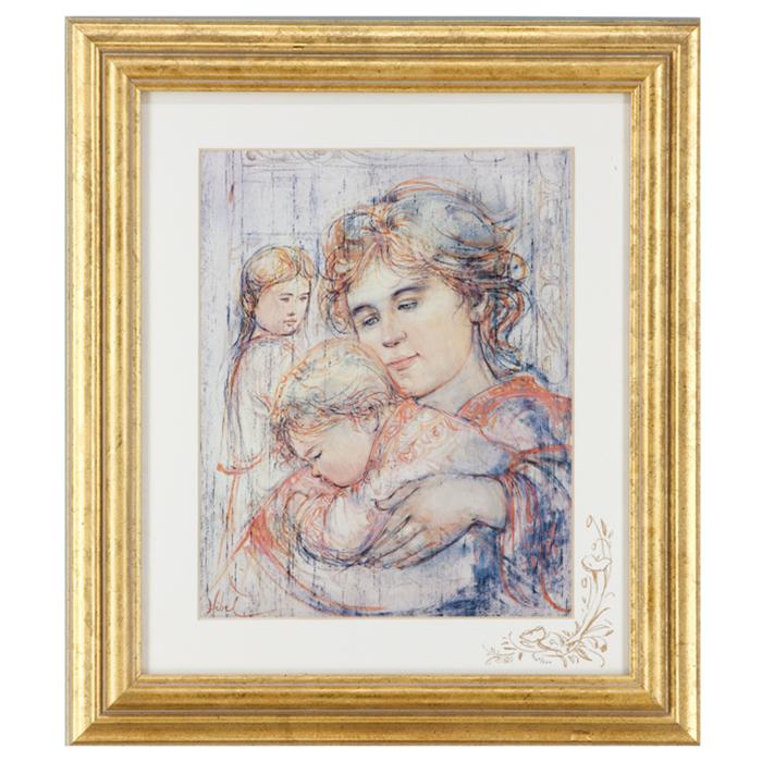 Framed artwork "Mother's Handful" by Edna Hibel