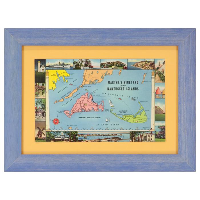 framed Martha's Vineyard & Nantucket Island Map