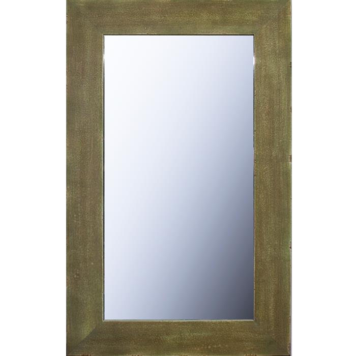 Framed Mirror in a 3 1/2 Wide Hand Waxed Distressed Green Painted Wood Frame - Size 21x34 | Frame It Waban Gallery