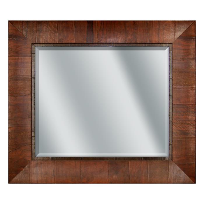 Curved Cross-Grain Cognac Wood Mirror - 32&frac34;x28&frac34;&#34; | Frame It/ Waban Gallery