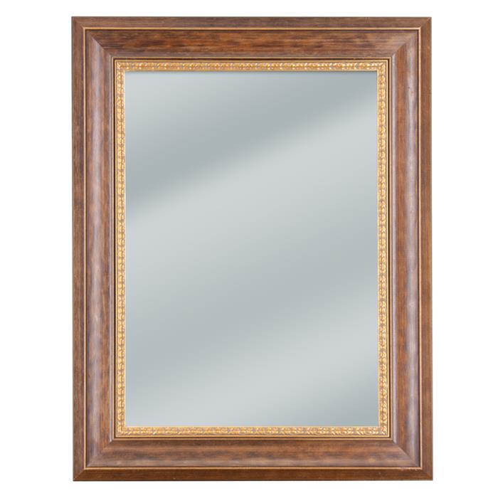Dark toned wood framed mirror with baroque inner lip 21 3/4 x 28 3/4  | Frame It Waban Gallery