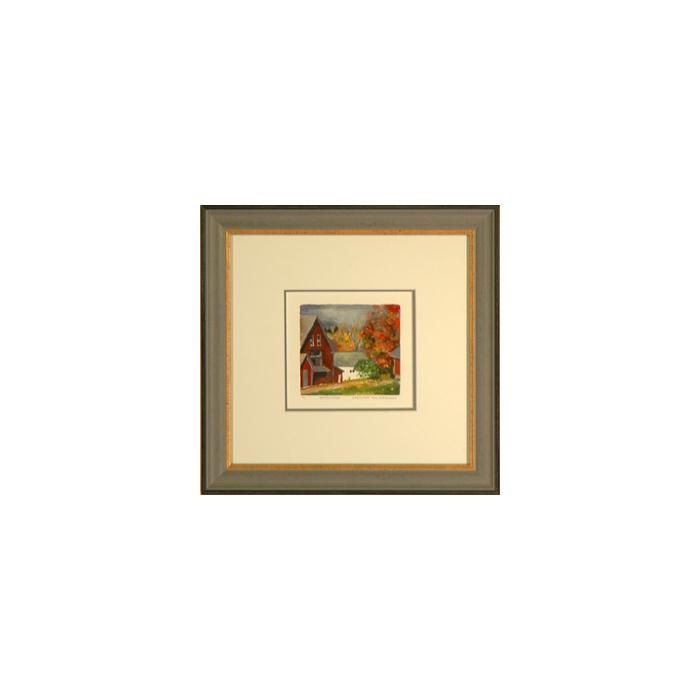 framed artwork Barn and Tree by Gretchen Hill Woodman